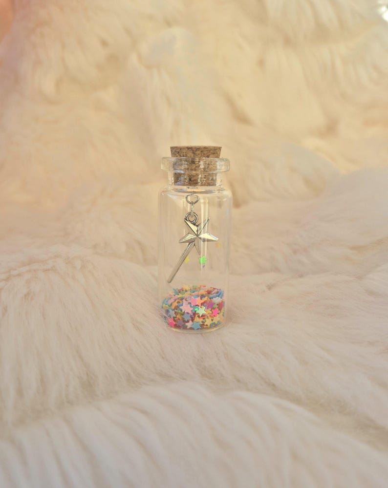 Miniatyr trollstav i ett litet glas, tandfégåva, trädgårdsfédamm, miniatyrféstav för barn bild 8