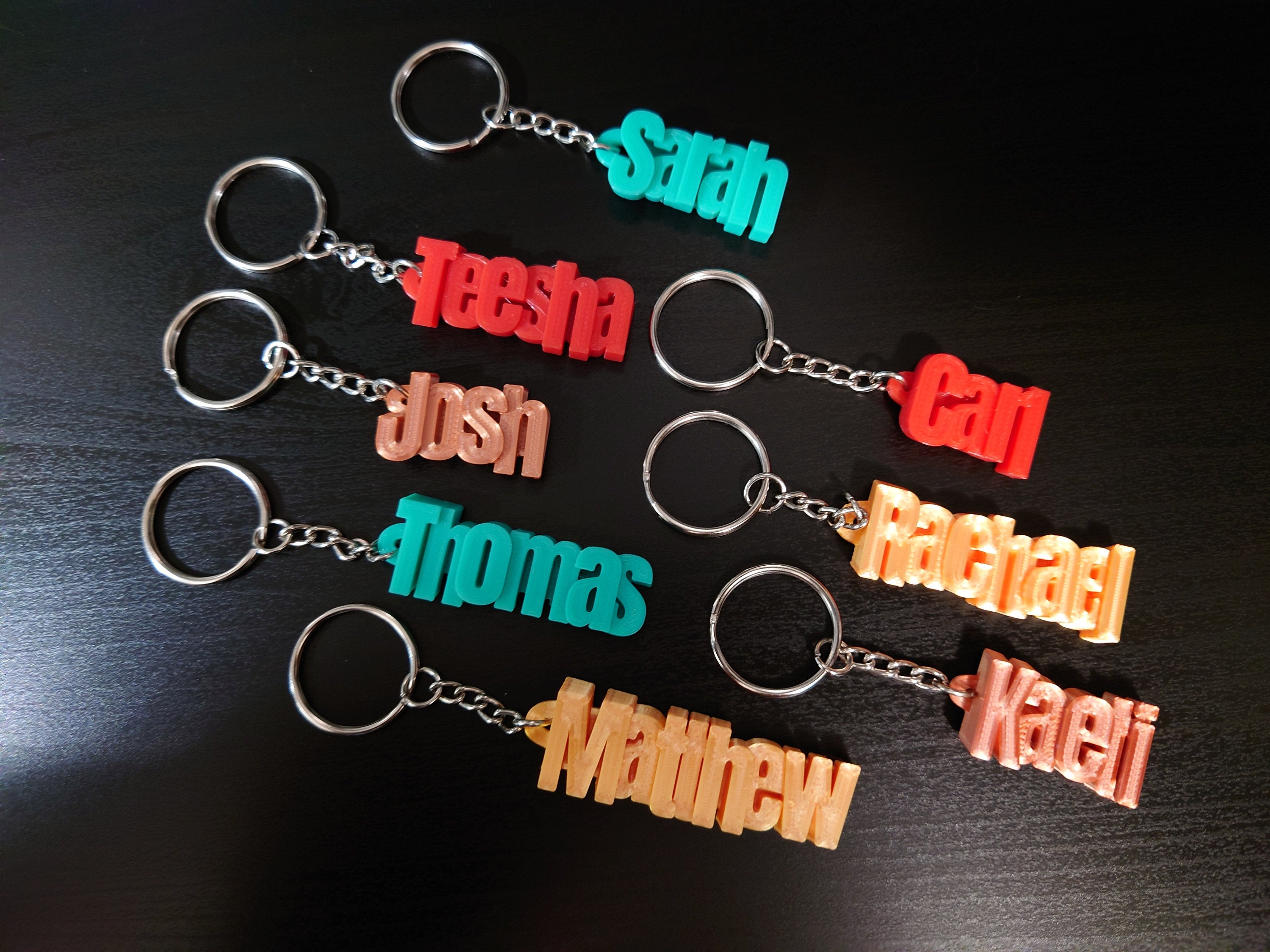 3D Printed Personalised Name Keyrings Great for School Bags, Party's ...