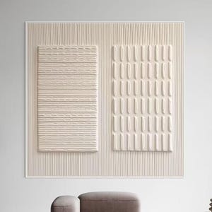 D Monochromatic Textured Canvas Wall Art in Pure White, Handcrafted White Abstract Painting, Minimalist Geometric Art Gift