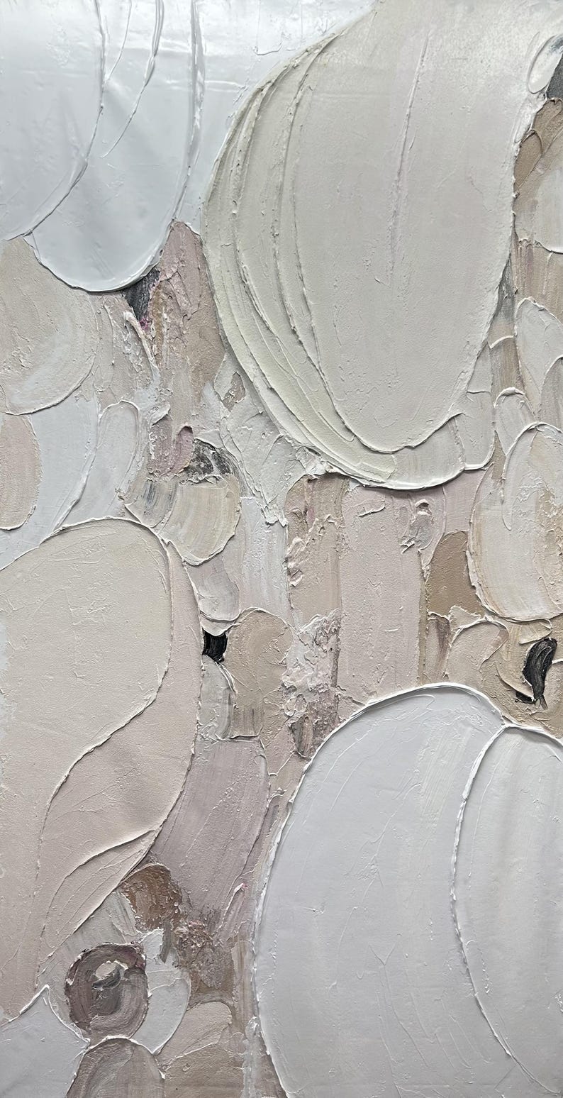 View of Abstract Pink Beige Oil Painting Art, Modern Extra Large Thick Textured ...