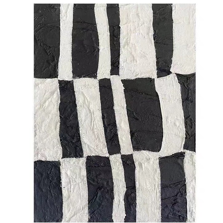 Black and White Abstract Wall Art, Large Modern Geometric Painting ...