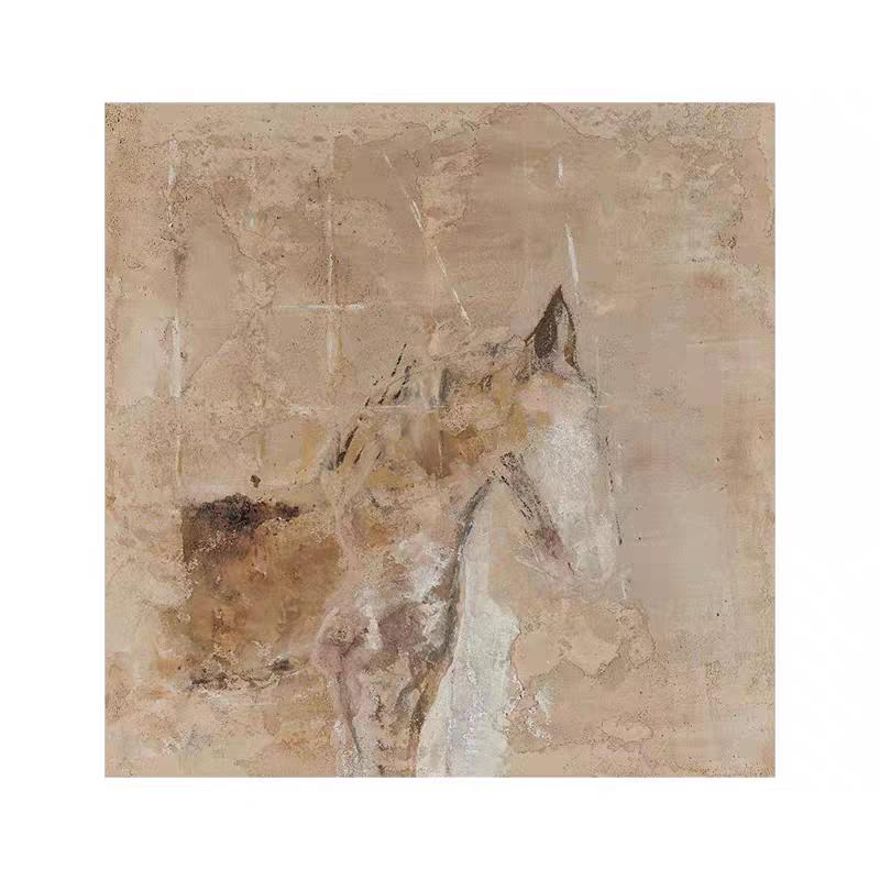 Neutral Abstract Horse Painting, Wabi Sabi Wall Art, Beige Textured ...