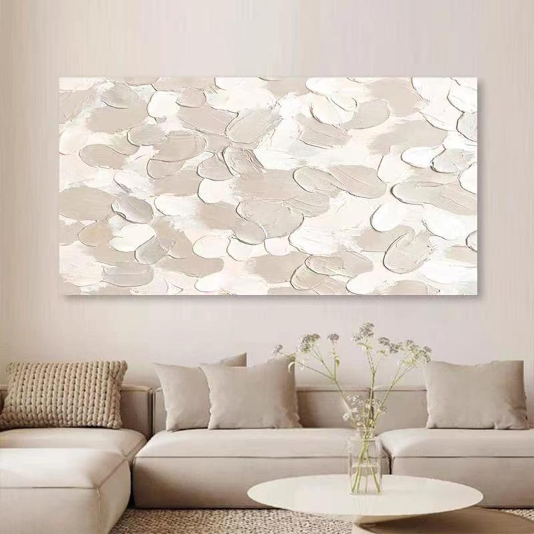 Abstract Beige White Gray Texture Canvas Art , Modern Wall Decor for ...