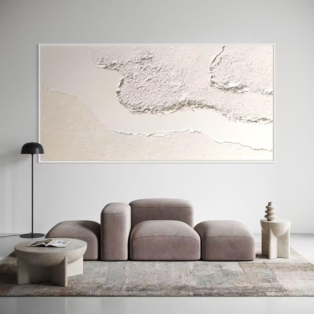 Minimalist Abstract Wall Art, Neutral Textured Canvas Painting, Beige ...