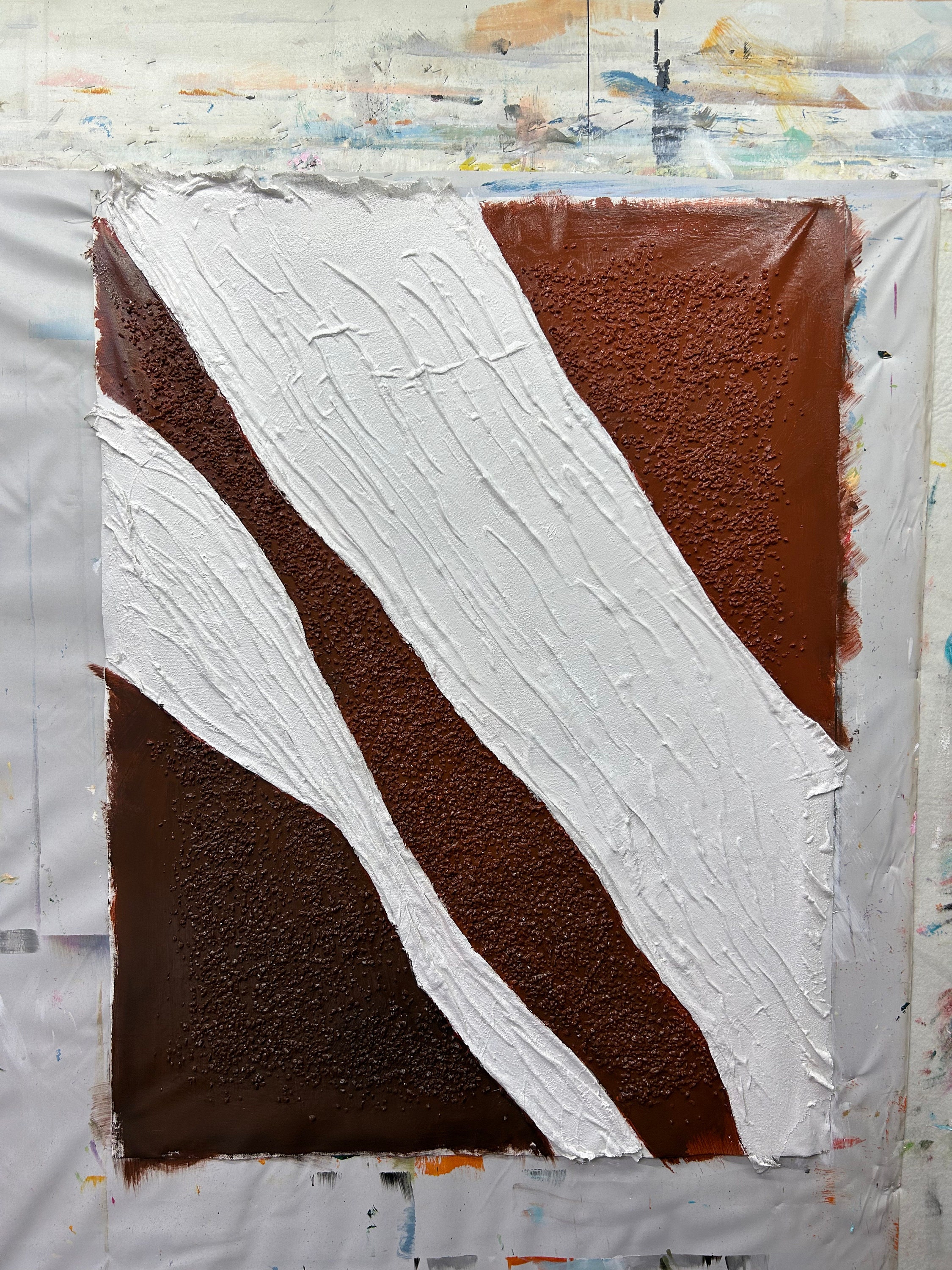 Curated visual reference: Thick Texture For Modern Art Reference: Dark Brown White Abstract Zebra Stripes Artwork Thick Textured Modern