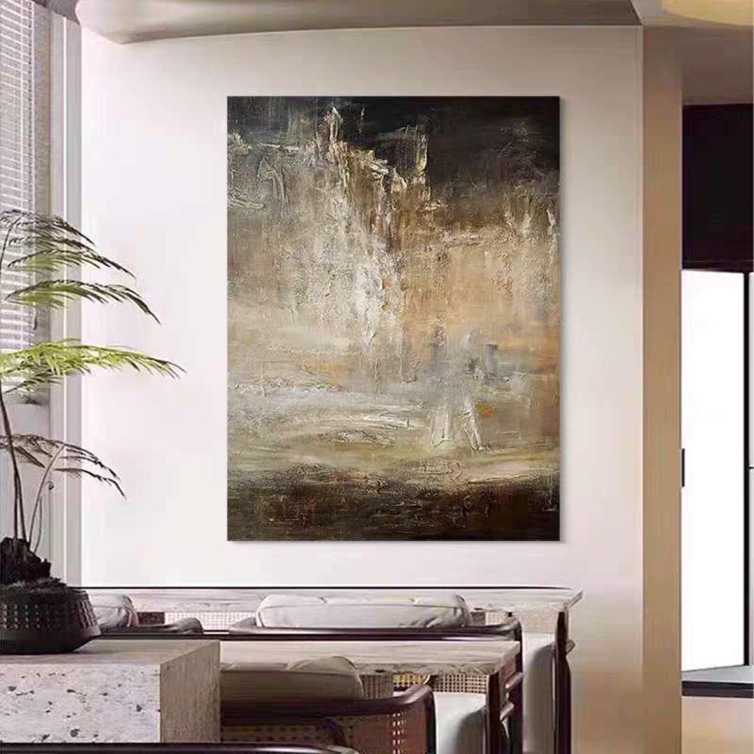 Abstract Brown Black Canvas Art, 3D Textured Large Oil Painting ...
