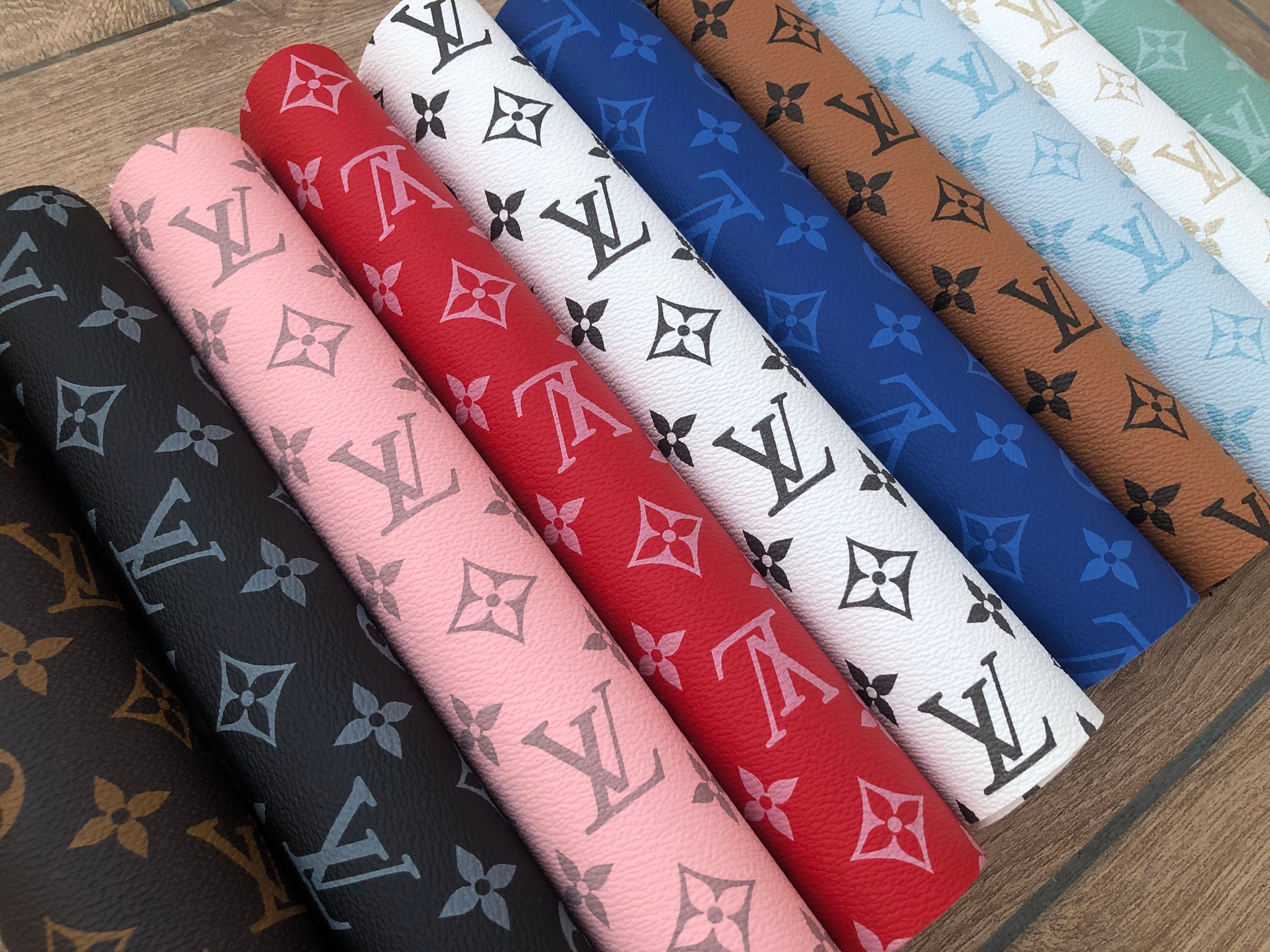 Red Louis Louis Vuitton Print Leather Fabric Red Louis Louis