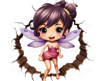 3D Hole in the Wall Fairy Clipart, Cute Fairy Clipart, Fairy PNG, Christmas Fairy Clipart, Winter Clipart, Paper Craft, Fantasy Clipart PNG