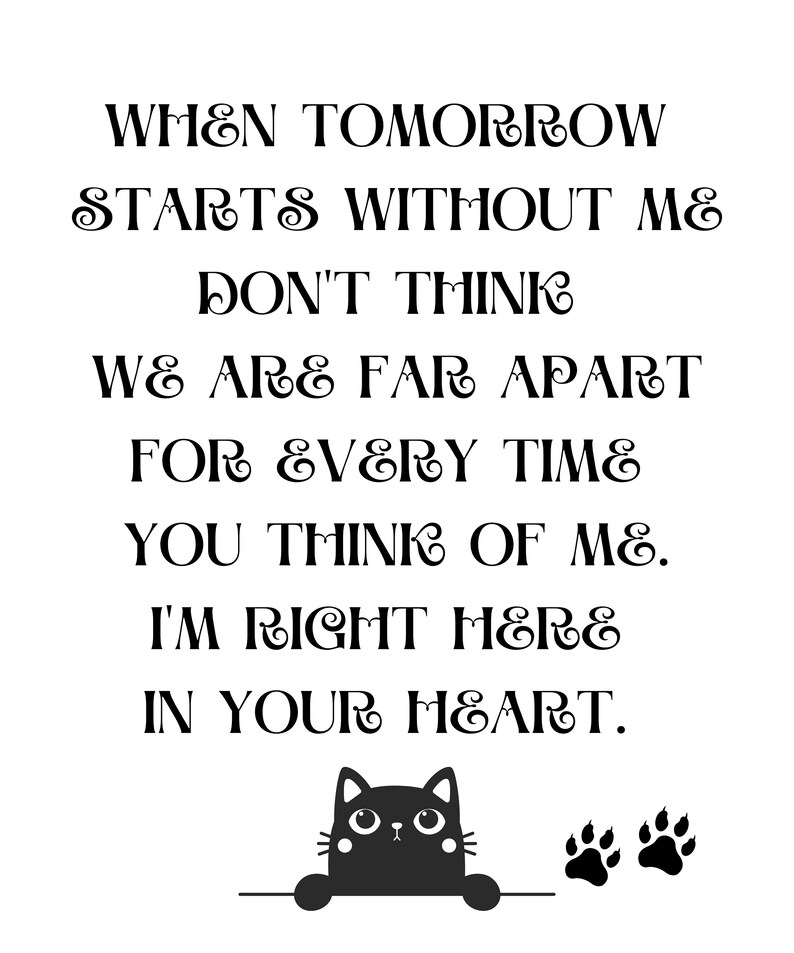 Pet Cat Memorial Quote Svg Png Jpeg, Digital Download, Sublimation, Cut