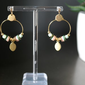 Hoop earrings - Gold plated - Sabine green water