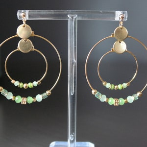 Hoop earrings - Gold plated - large model - Green Anouk