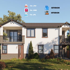 Modern Minimalist House Plan - 3 Bedroom, 4 Bath | DWG, PDF (rar) Architectural Floor Plan