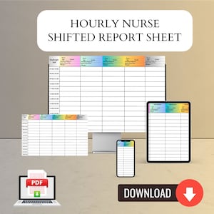 nurse hourly shifted report sheet,FULL COLOUR Full, med surg report, nurse brain sheet, nurse report sheet, nurse repo, nursing report sheet