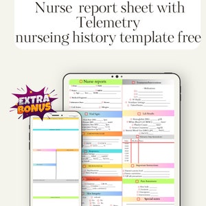 nurse report sheet with telemetry section , med surg report sheet, med surg report, nurse brain sheet, nurse reports, nursing report sheet