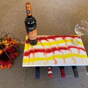 Epoxy Tischplatte Weinregal für vier Flaschen