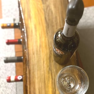 Live Edge Tabletop Four Bottle Wine Rack With Natural Wood
