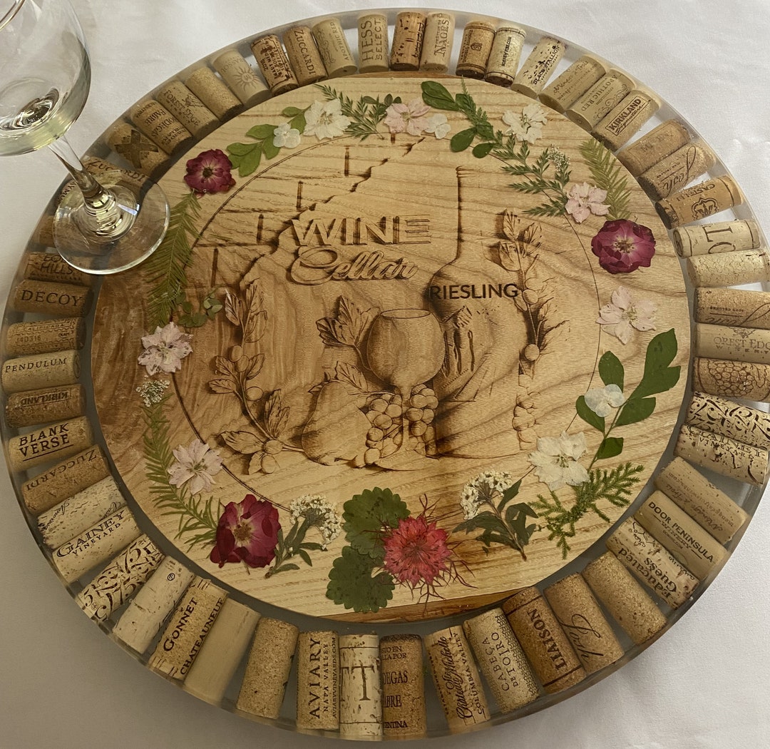 木製＆エポキシ製レイジースーザン：回転式シャルキュトリーボード