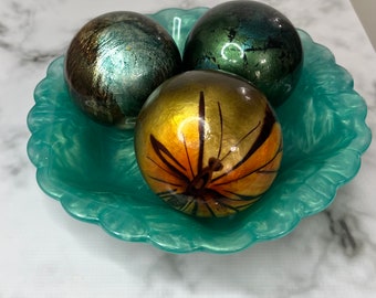 Large Resin Decorative Teal Bowl