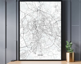 ROME City Map, Italy, IT, City Map, Minimalist Map Poster, Gift for him, Gift, Minimalist Map Art, Gift for her, Digital Download