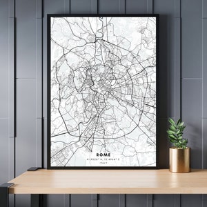 ROME City Map, Italie, IT, Plan de la ville, Affiche de carte minimaliste, Cadeau pour lui, Cadeau, Carte minimaliste Art, Cadeau pour elle, Téléchargement numérique