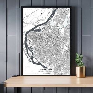 Asunción City Map, Paraguay, PY, Town Map, Minimalist Map Poster, Gift for him, Minimalist Map Art, Gift for her, Digital Download