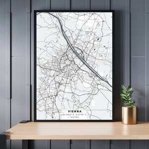 Mapa da cidade de VIENA, Áustria, AT, mapa da cidade, pôster de mapa minimalista, presente para ele, presente, arte de mapa minimalista, presente para ela, download digital