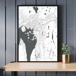 OSLO City Map, NO, Norway, Town Map, Minimalist Map Poster, Gift for him, Minimalist Map Art, Gift for her, Digital Download