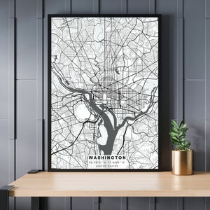 WASHINGTON Stadtplan, USA, Stadt Karte, Minimalistische Karte Poster, Geschenk für ihn, Minimalistische Karte Kunst, Geschenk für sie, Digitaler Download
