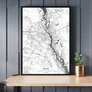 Mapa da cidade de KYIV, UA, Ucrânia, mapa da cidade, pôster de mapa minimalista, presente para ele, arte de mapa minimalista, presente para ela, download digital