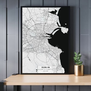 DUBLIN City Map, Ireland, IE, Town Map, Minimalist Map Poster, City, Gift for him, Gift, Minimalist Map Art, Gift for her, Digital Download