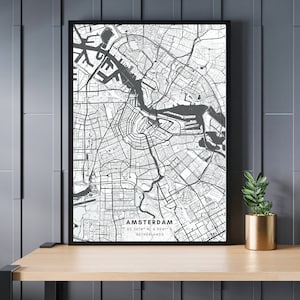 AMSTERDAM Stadtplan, Niederlande, NL, Stadt Karte, Minimalistische Karte Poster, Geschenk für ihn, Geschenk, minimalistische Karte Kunst, Geschenk für sie, Digitaler Download