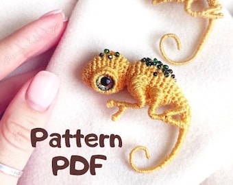 Pattern lizard booch crochet DIY tutorial in English