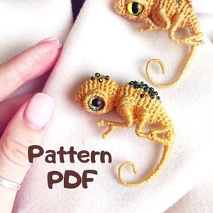 Pattern lizard booch crochet DIY tutorial in English