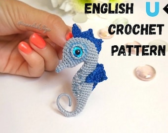 Pattern sea horse brooch crochet DIY tutorial in English