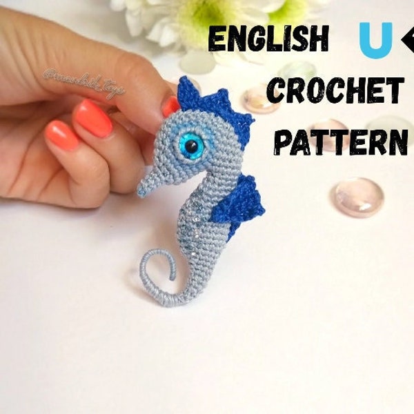 Pattern sea horse brooch crochet DIY tutorial in English