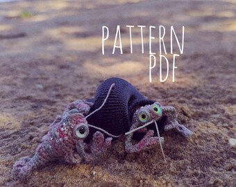 Pattern Hermit Crab amigurumi crochet DIY tutorial in English