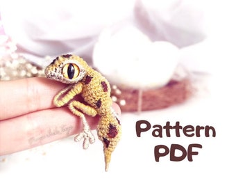 Pattern gecko crochet DIY tutorial in English