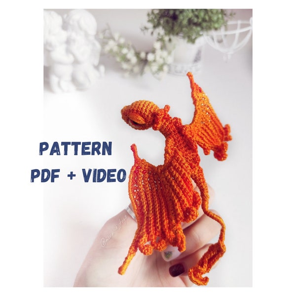 Patrón dragón de fuego crochet DIY tutorial en inglés
