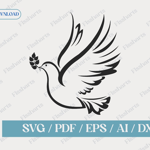 Flying Dove Vector SVG Cut File | Pattern Panel | Stencil Templates | Laser CNC Plotter Cricut Cut File | Instant Download