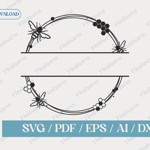 Puede incluir: Un marco de monograma dividido en blanco y negro con un diseño de abeja y panal. El marco es perfecto para agregar un toque personalizado a la decoración de tu hogar.