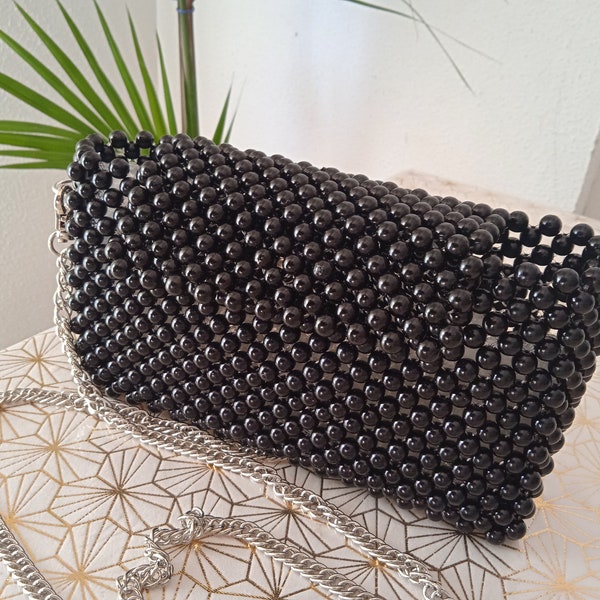 Handmade pearl bag ,woman gift,new creation ,stylih , unique piece, artisan, evening bag ,wedding bag