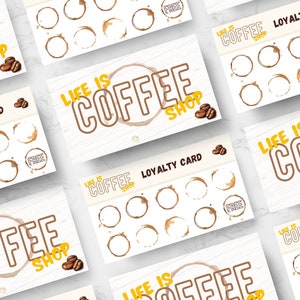 コーヒーショップ向けポイントカード、ビジネスパンチカード、ビジネスリワードカード、リワード用スタンプカード、カフェロイヤルティリワードパンチカード 1