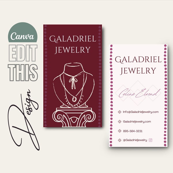 Handmade Jewelry Business Card, Jewellery Shop Business card, Editable Business Card Template, Jeweler Business Card, Printable 6