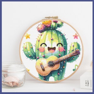 Cross Stitch Pattern - Cute Musical Cactus - DIY Cross Stitch - Gift for the Cactus lover -Music -baby - nursery -Children's room -170 x 200