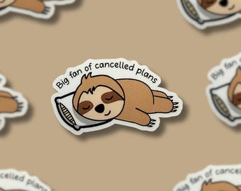 Big Fan of Cancelled Plans || Vinyl Sticker || Humor
