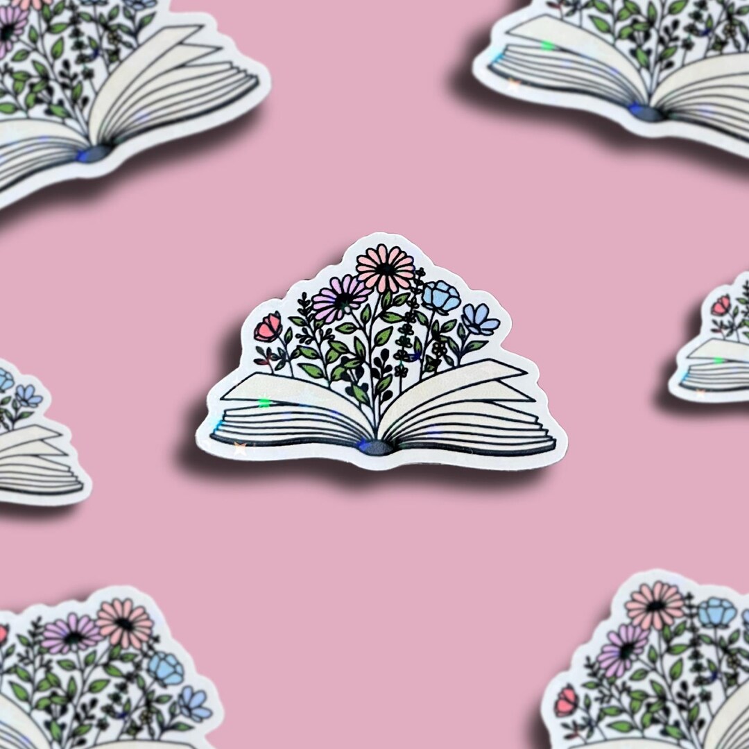 Floral Open Book | Vinyl Sticker - Etsy