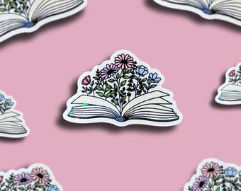 Floral Open Book | Vinyl Sticker