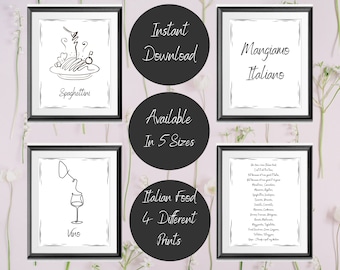 Ohh How I Love Italian Food Poem Wall Art Decor, Digital Download, Instant Prints, Italian Food Prints.