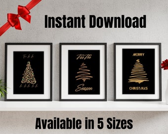 Christmas Tree Prints Set Of 3 Instant Downloadable Prints Xmas Decor Festive Prints Wall Art Christmas Quotes