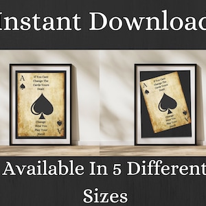 Playing Card Poster, Ace of Spades Print, Vintage Wall Art, Poker Poster, Poster Card game, Inspirational Quote, Wall Decor, Digital Prints